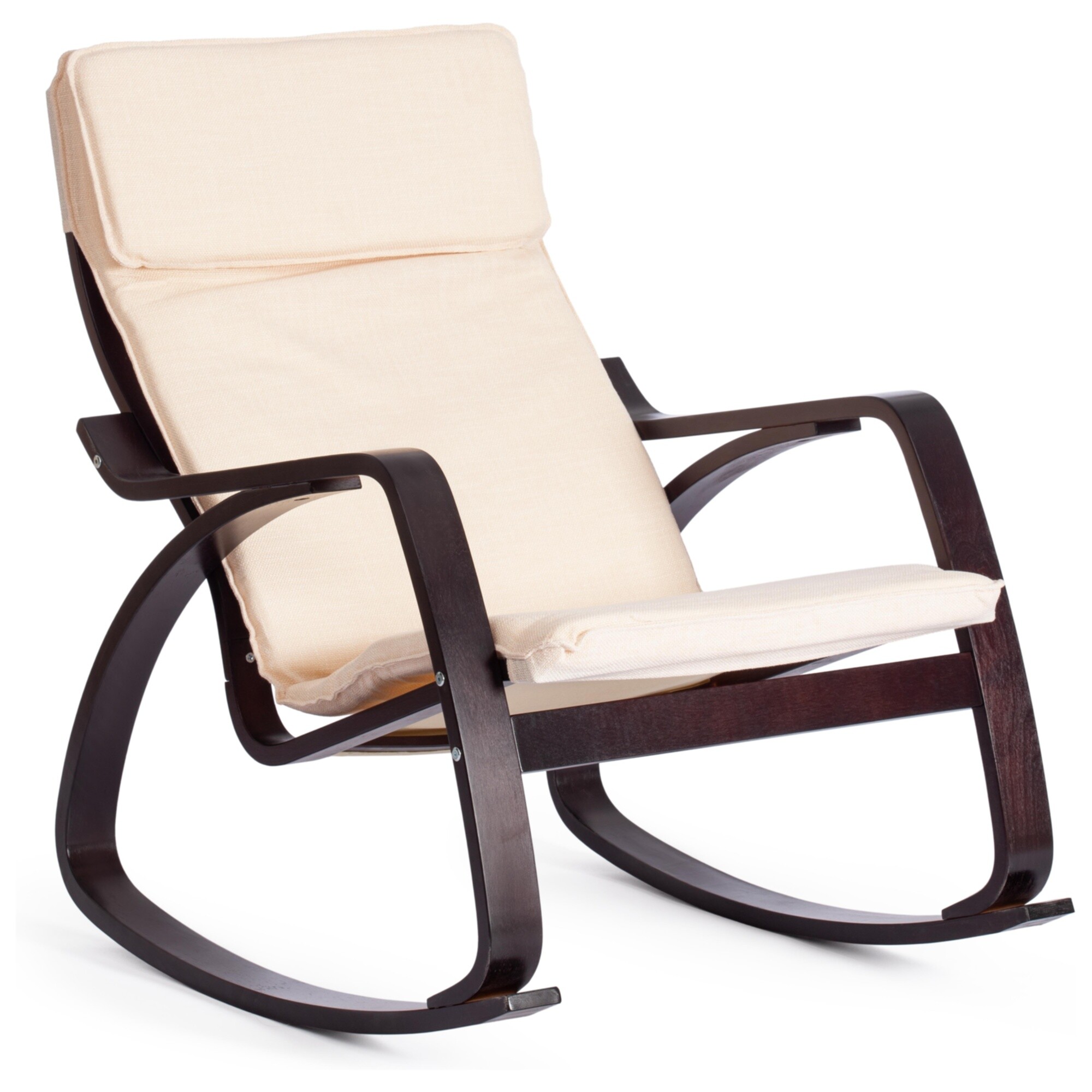 Кресло-качалка с деревянными подлокотниками бежевое, венге AX3005