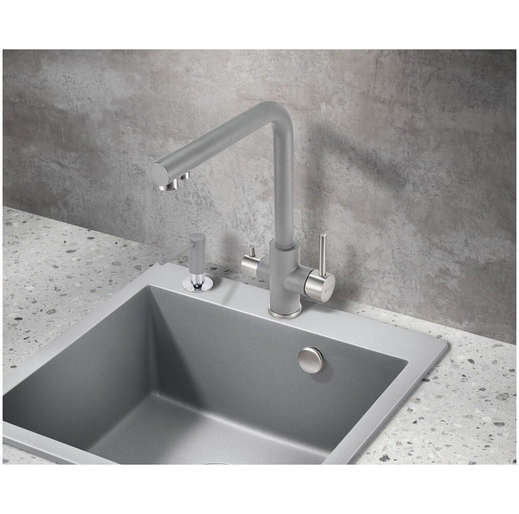 Смеситель для кухни однорычажный с краном для питьевой воды серый металлик Milacio Ultra MCU.553.GR - изображение 4