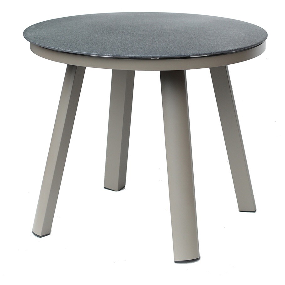 Обеденный стол со стеклянной столешницей 90 см серый, бежевый Leif