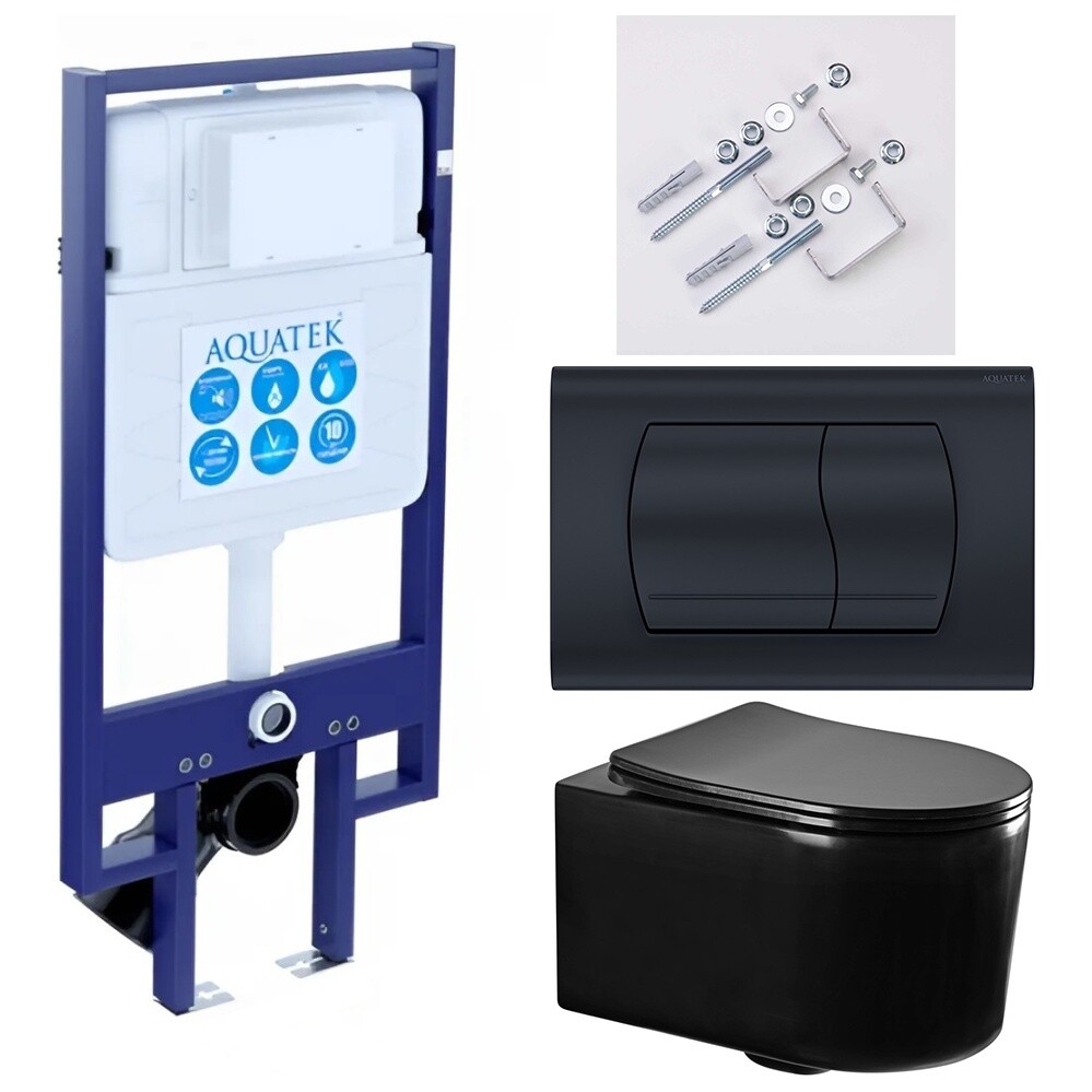 Унитаз Aquatek &quot;Мия&quot; AQ2004-MB с инсталляцией Standard INS-0000020, с клавишей KDI-0000049