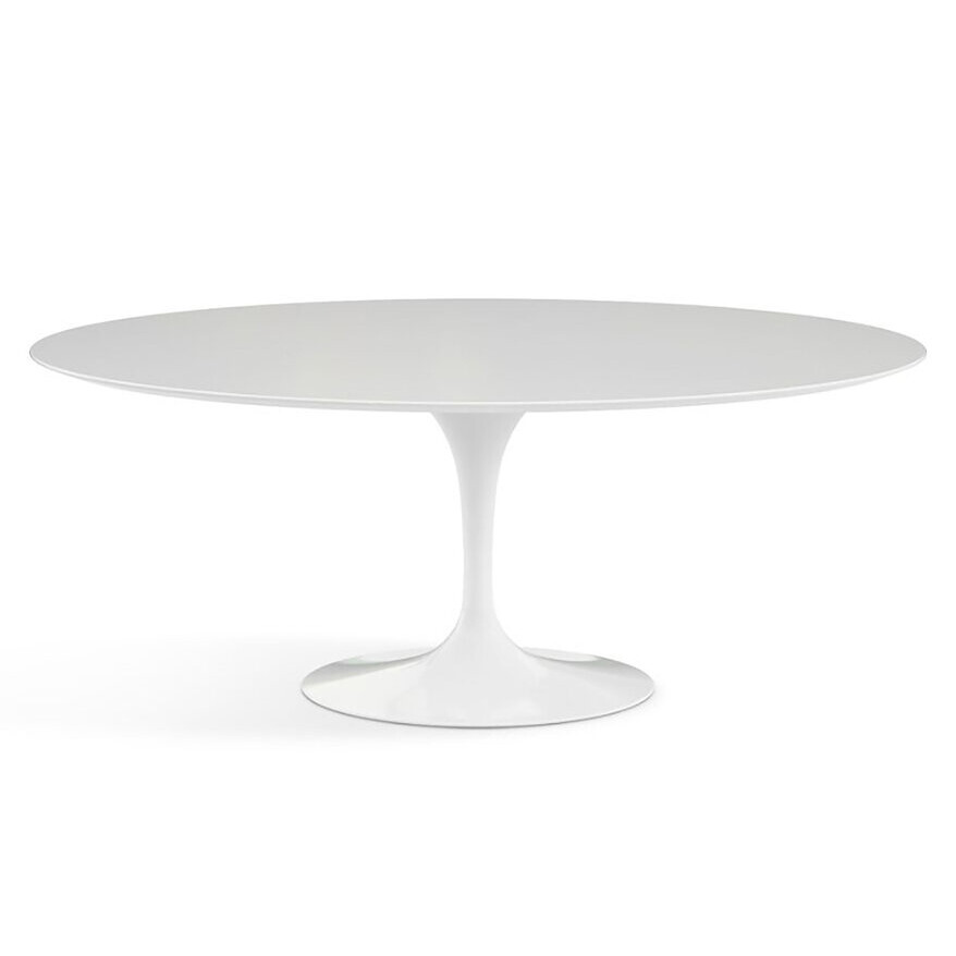 Обеденный стол овальный белый глянцевый 180х100 см Apriori T