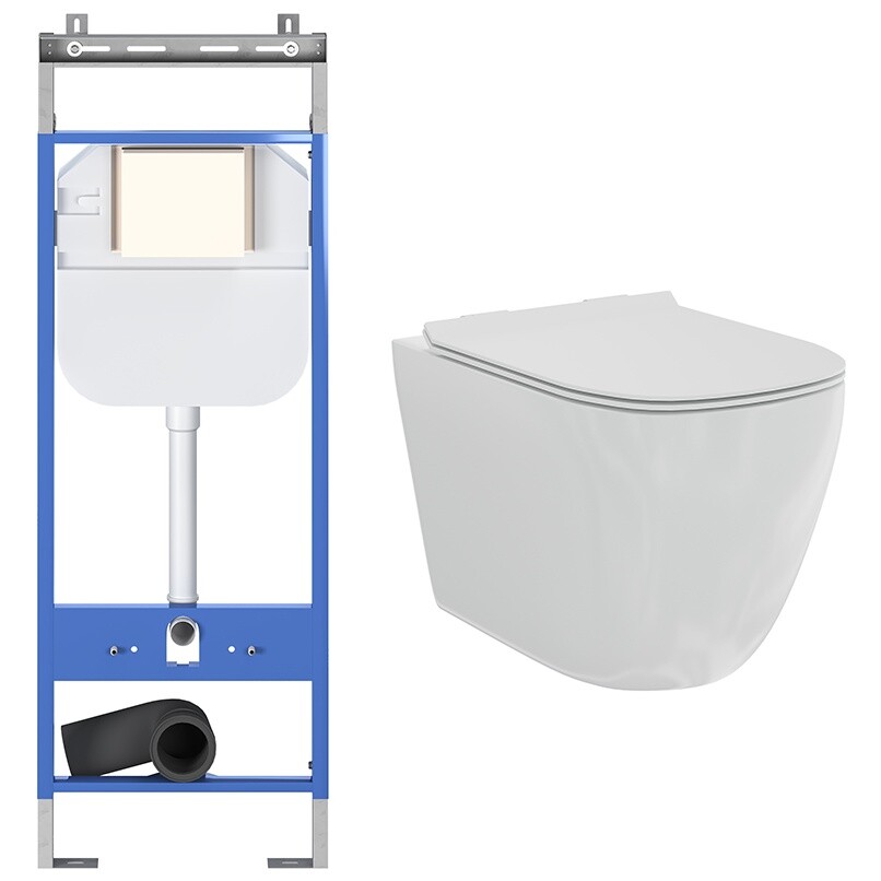 Унитаз подвесной белый Creto Logan L1 1001-001-L1W-1 с инсталляцией Standart 1.1 INST-CR-1.1