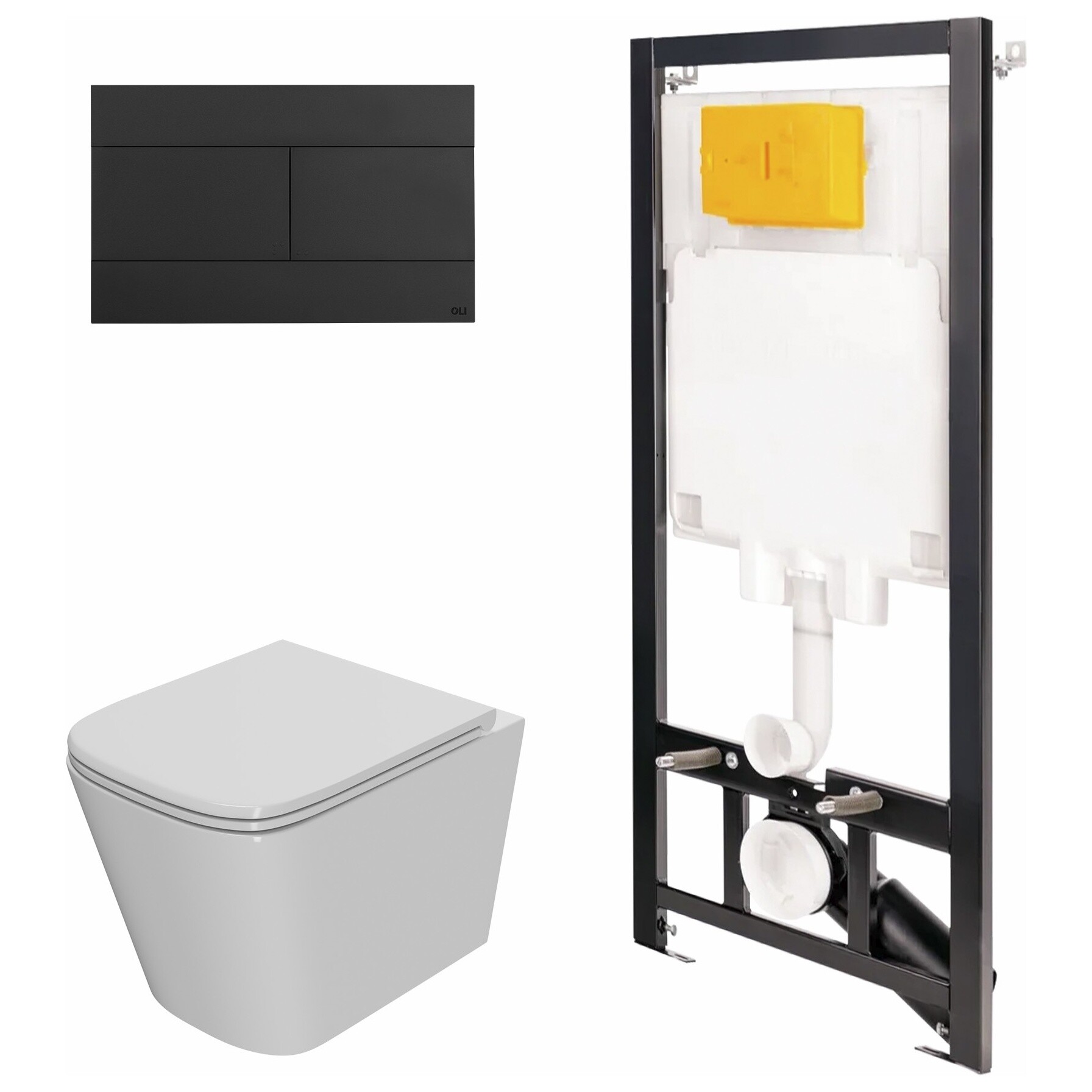 Унитаз Point &quot;Ника&quot; с инсталляцией OLI 80 ECO с кнопкой черной Slim 886914SLO3+PN41081