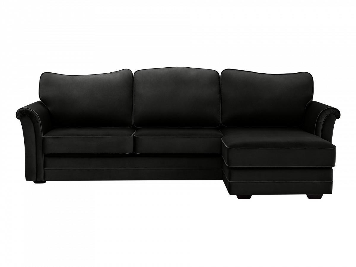 Угловой диван-кровать с оттоманкой правый черный Sydney