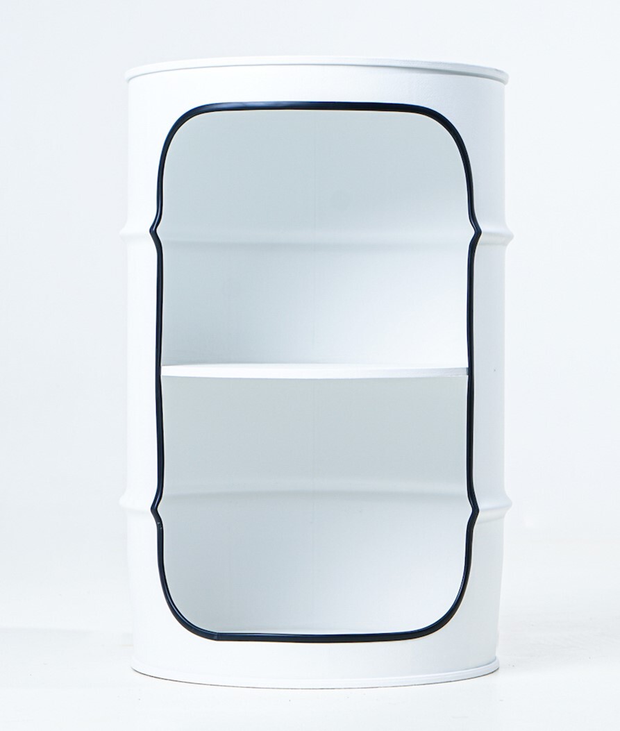 Бочка-шкаф декоративная металлическая белая Xe White