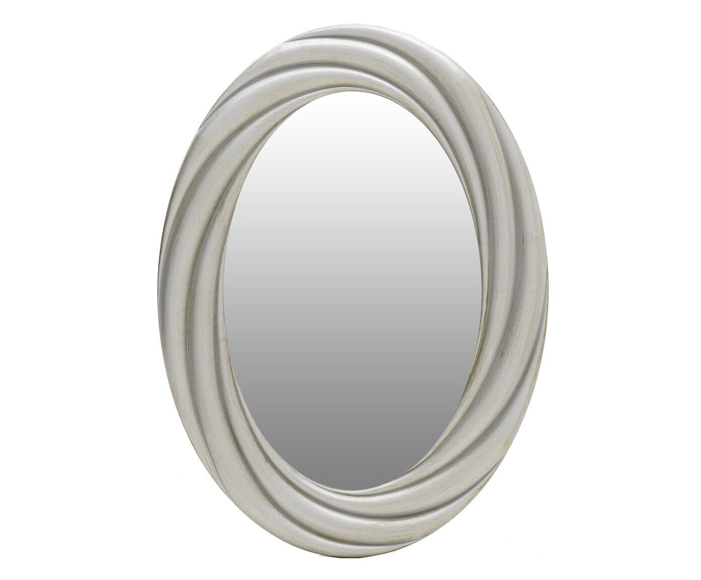 Зеркало овальное серебряное в витой раме Circle