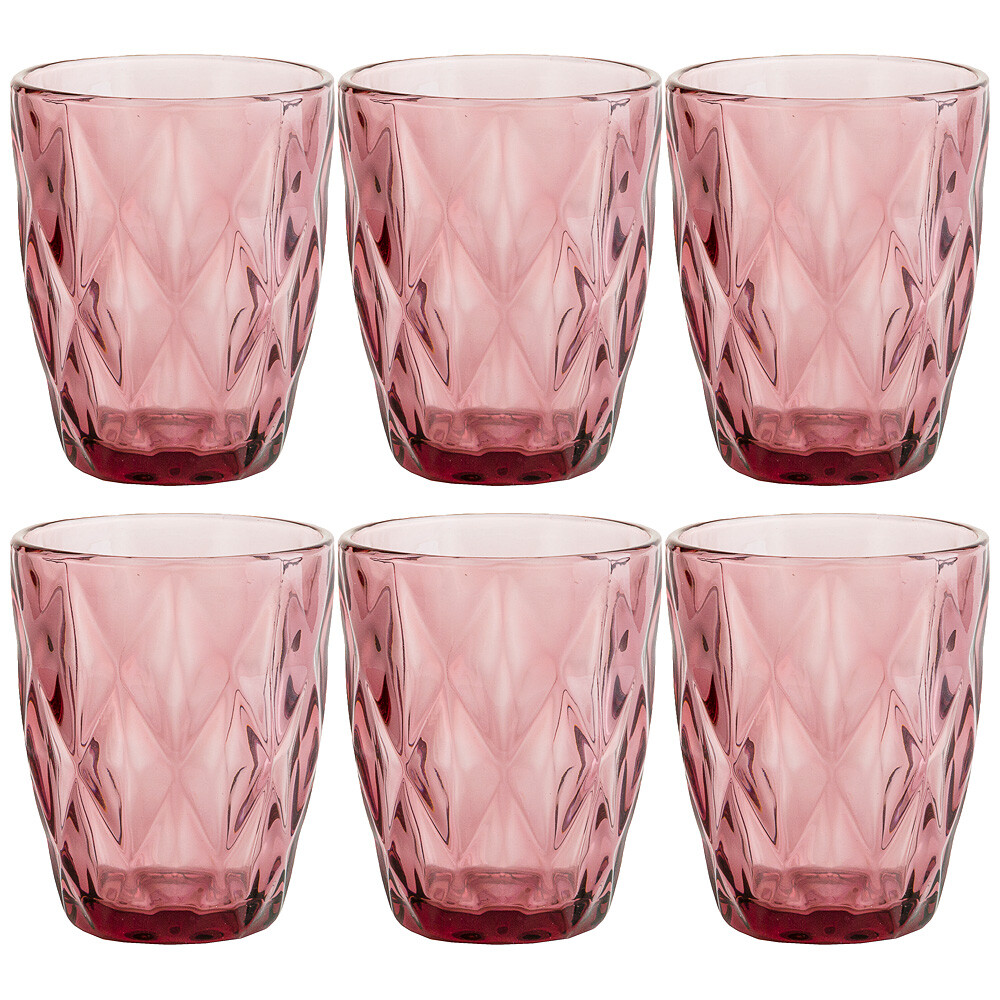 Набор стаканов розовый 240 мл, 6 штук &quot;Ромбо&quot;