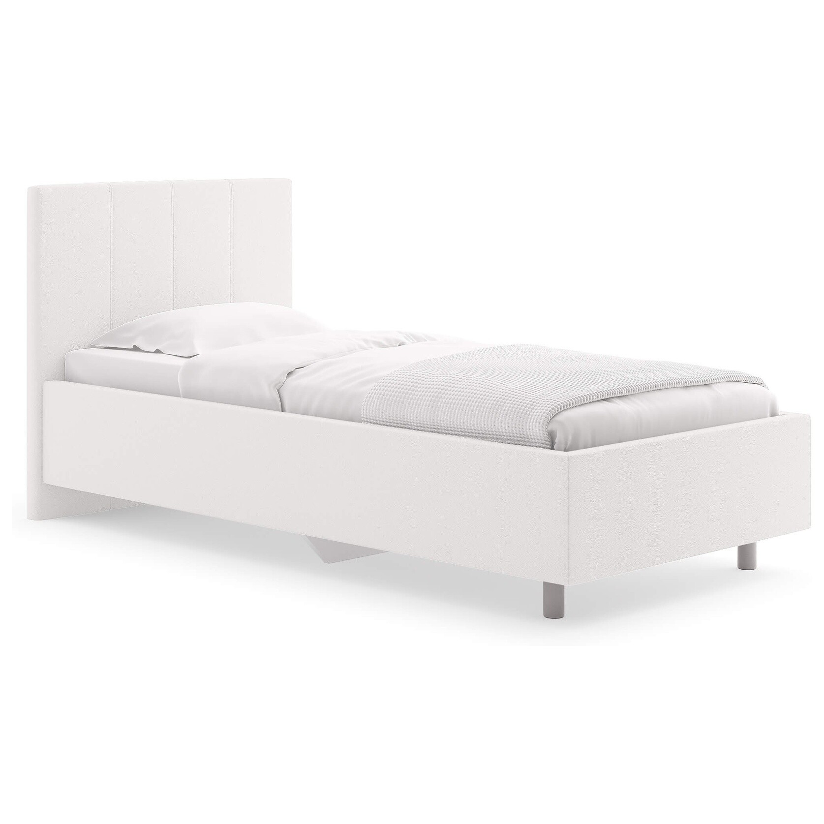 Кровать односпальная 80х200 см экокожа белая Prato