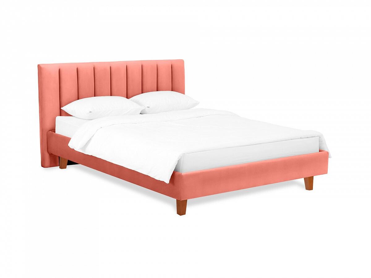 Кровать двуспальная 160х200 см оранжевая, светло-коричневая Queen II Sofia L