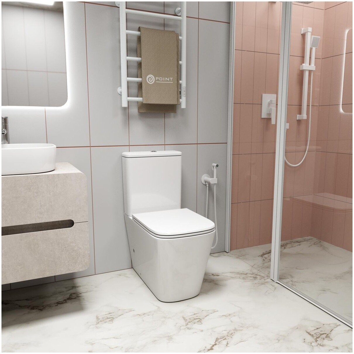 Унитаз напольный безободковый с сиденьем микролифт белый Point "Ника" PN42081 - изображение 6