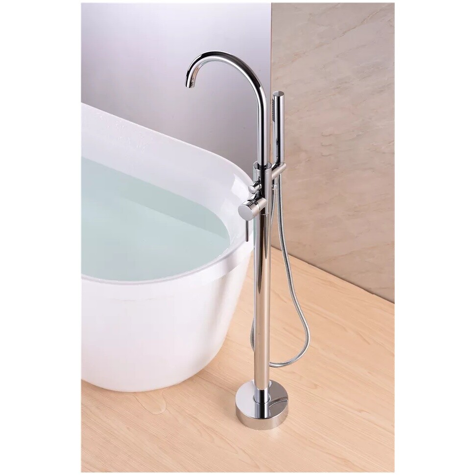 Смеситель для ванны напольный однорычажный с душевым гарнитуром хром Boch Mann Braies BM7772 - изображение 6