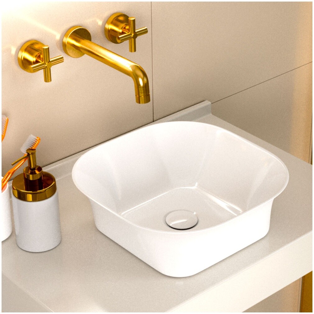 Раковина накладная квадратная фарфоровая белая Point "Ника 31" PN43081 - изображение 4