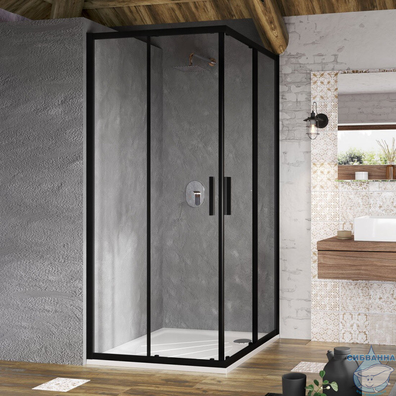 Душевой уголок квадратный 80х80 см черный Ravak Blix Slim BLSRV2-80 X1LM40300Z1