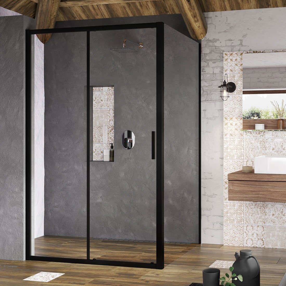 Стенка неподвижная прозрачная, черная Ravak Blix Slim BLSPS-90 X9BM70300Z1