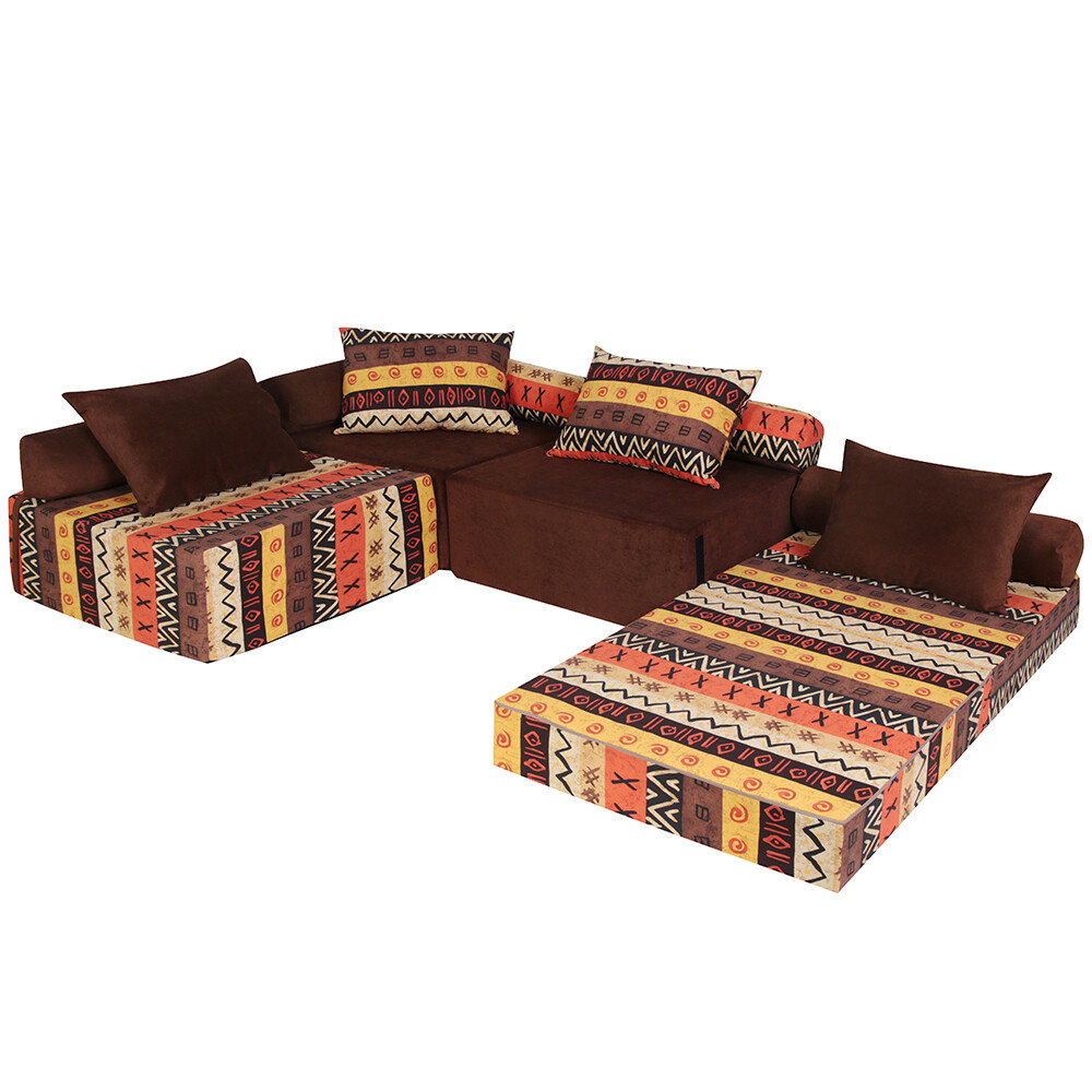 Бескаркасный модульный диван раскладной П-образный коричневый &quot;Африка&quot; Space 