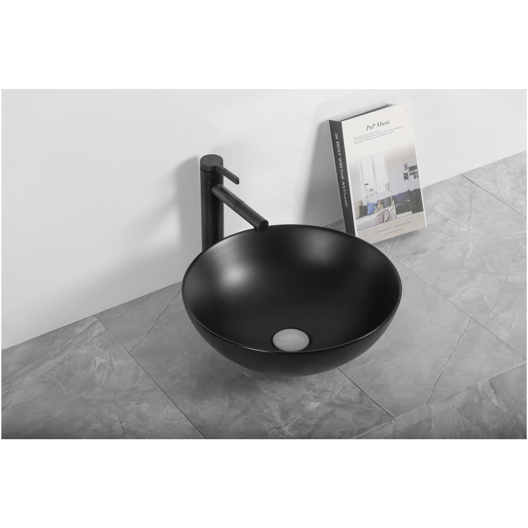 Раковина накладная фарфоровая круглая 40 см черная матовая Cerutti SPA CR3301MB