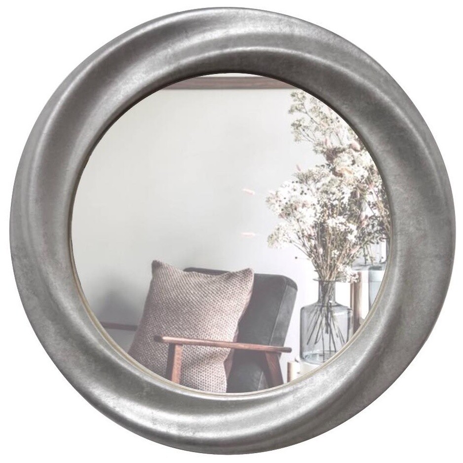 Зеркало настенное круглое в деревянной раме 51,5 см серое с патиной Z2-45