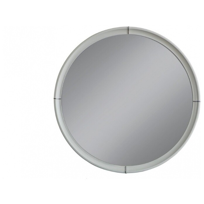 Зеркало настенное круглое в деревянной раме 102 см кремовое Greece