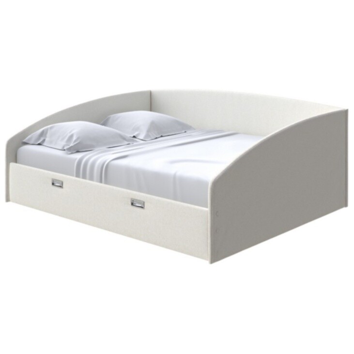 Кровать двуспальная 180x200 см ткань искусственная шерсть, лама лён Bono