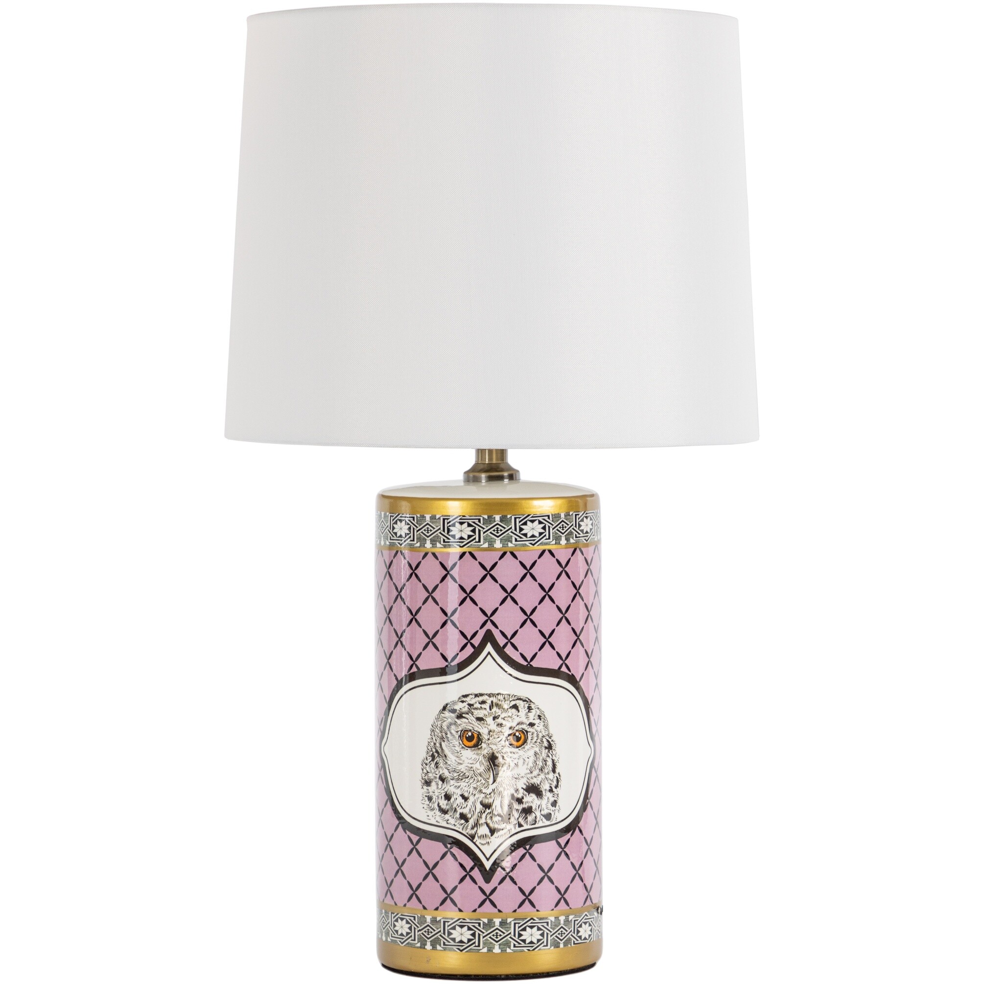 Лампа настольная керамическая с абажуром 62х35 см белая, розовая 58-034