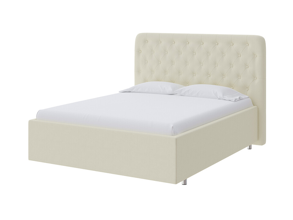 Кровать с мягким изголовьем односпальная 90х200 см молочная Classic Large