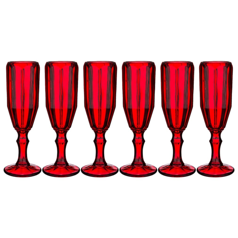 Набор бокалов для шампанского красный 180 мл, 6 штук &quot;Рока&quot;