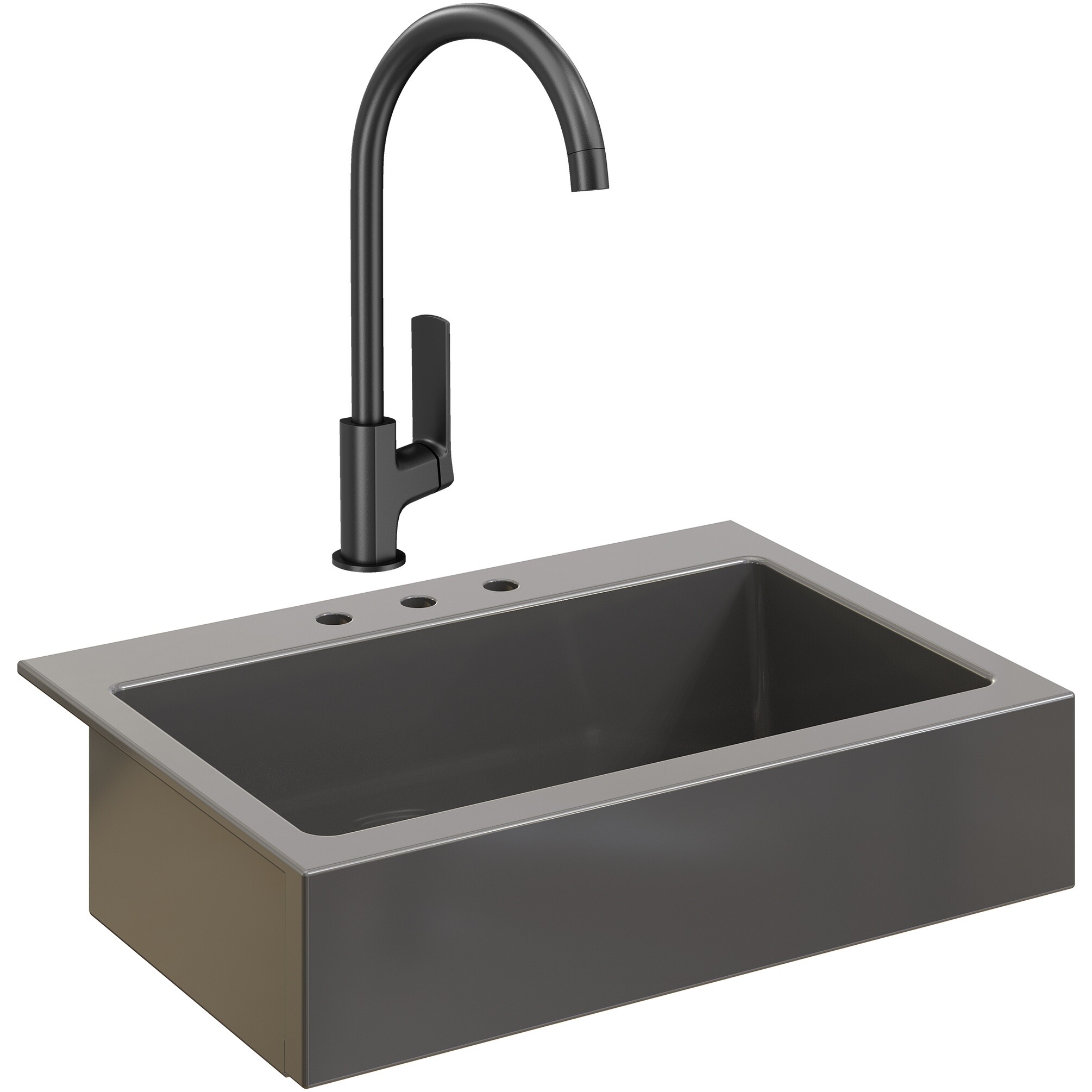 Мойка 3 отверстия антрацит Domaci &quot;Сиена&quot; 50186-112 со смесителем Stworki HWX5015-P01BK