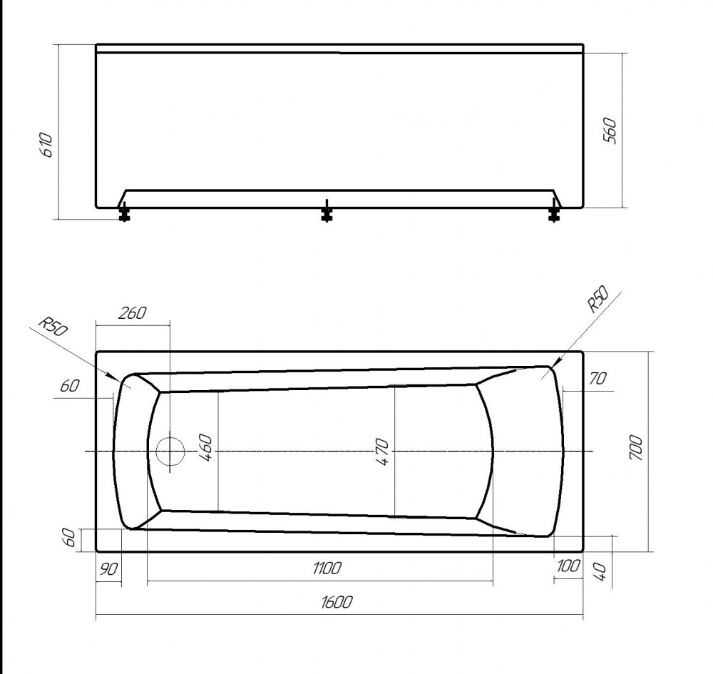 Ванна акриловая 160х70 см белая Aquatek "Либра" NEW LIB160N-0000006 - изображение 4