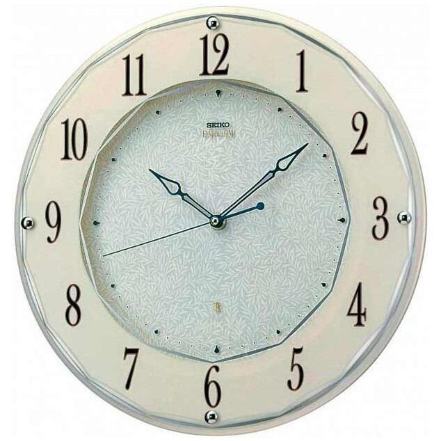 Часы настенные кварцевые деревянные круглые 32 см молочные, белые AHS524WN