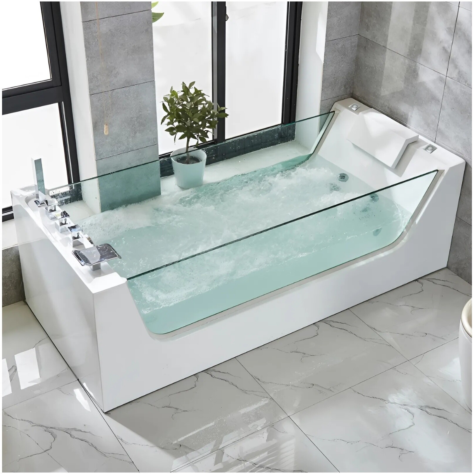 Ванна акриловая прямоугольная с гидромассажем 80х180 см белая Cerutti SPA C-453A