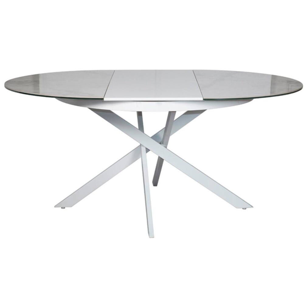 Обеденный стол раскладной круглый 120-170 см белый Garda Decor