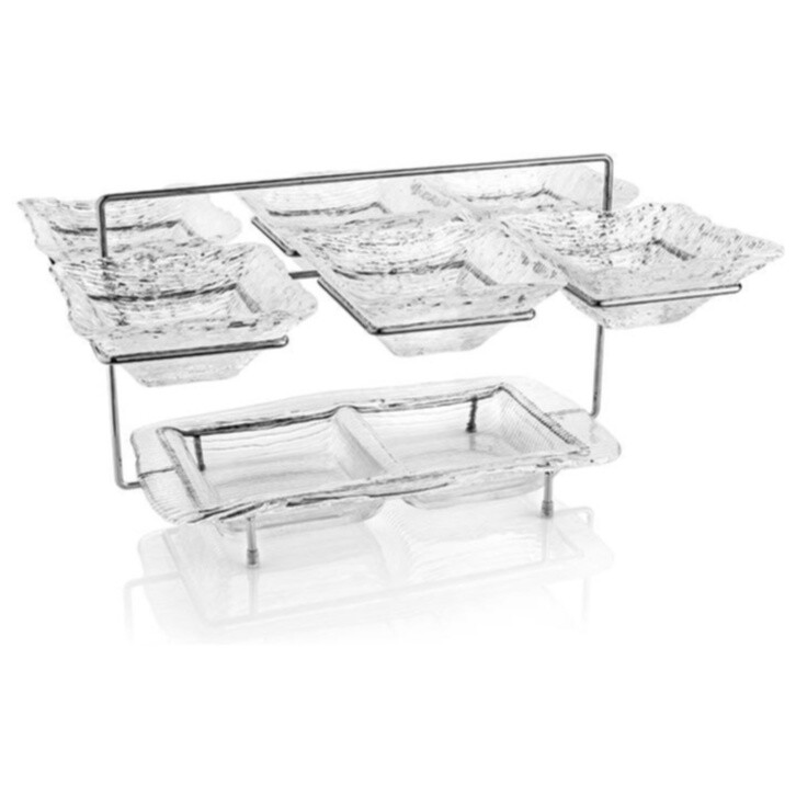 Набор посуды для закусок на металлической подставке стеклянный прозрачный All in one
