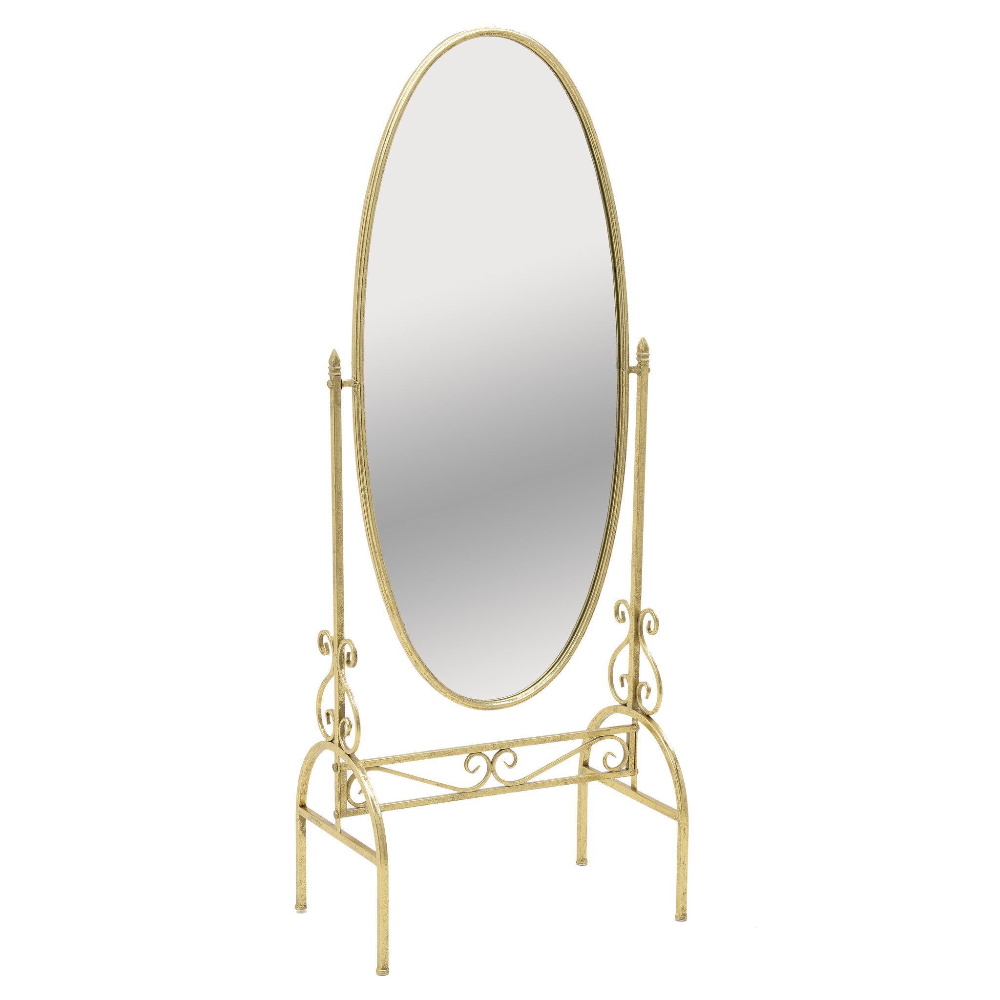 Зеркало овальное напольное в золотой раме