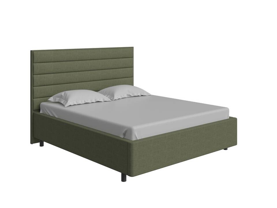 Кровать двуспальная с мягким изголовьем 160х220 см искусственная шерсть лама авокадо Verona