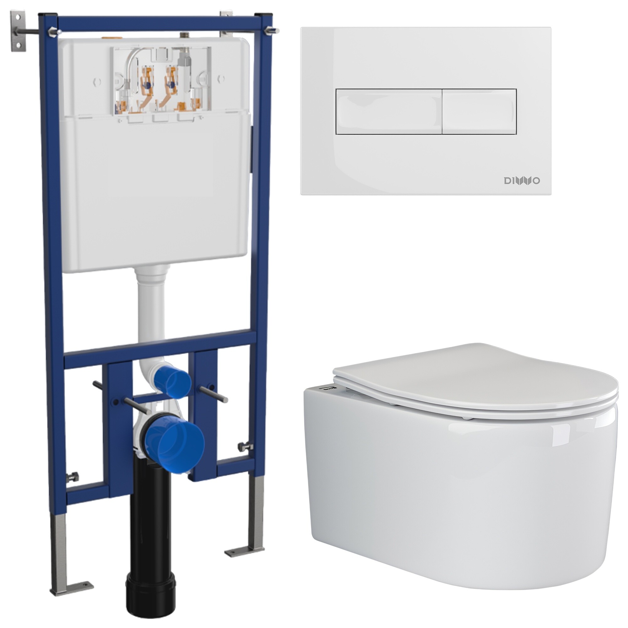 Унитаз подвесной Ceramicanova Moments CN3003 с инсталляцией Diwo 4501, с кнопкой белой 7320
