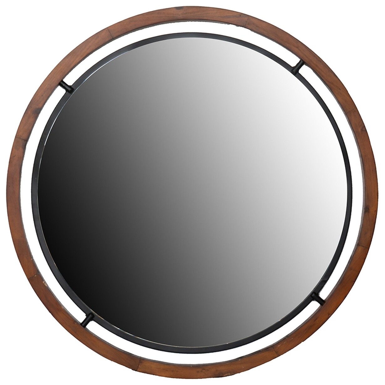 Зеркало настенное круглое 82х3х82 см коричневое