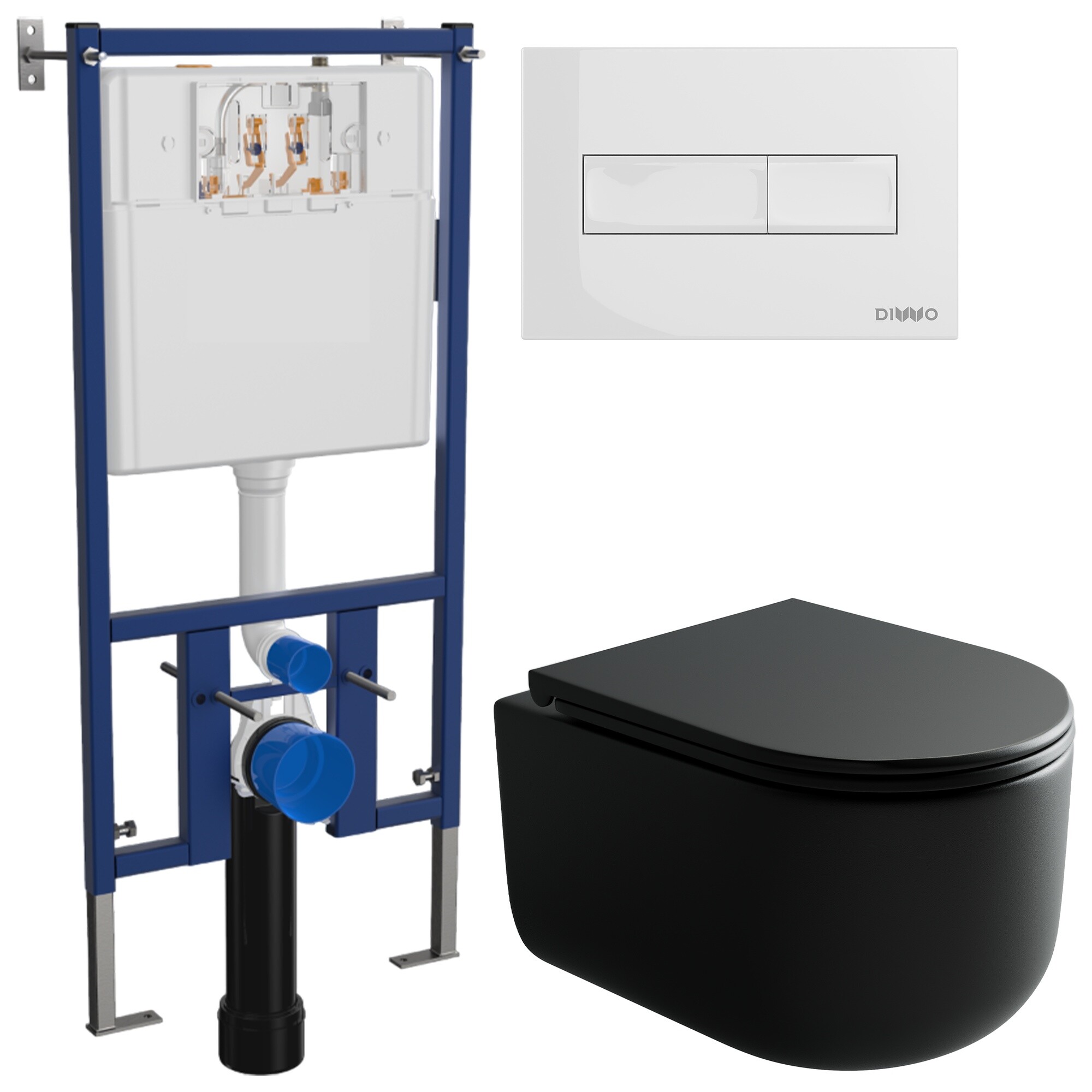 Унитаз подвесной Ceramicanova Ulma Rimless CN4006MB с инсталляцией Diwo 4501, с кнопкой белой 7320