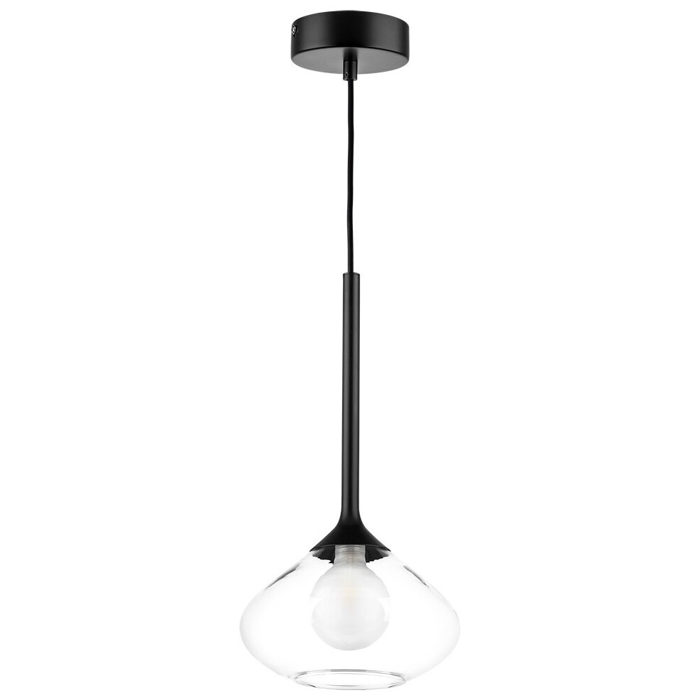 Светильник подвесной со стеклянным плафоном черный, прозрачный Vetro 801203