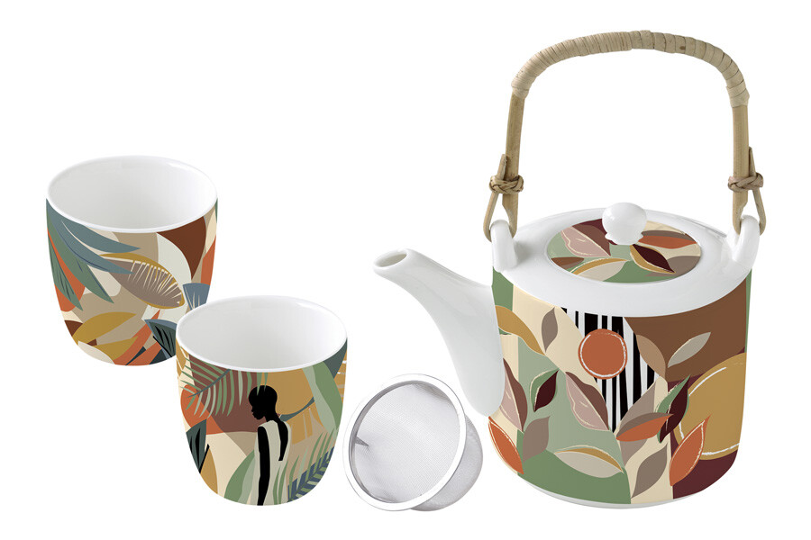 Чашки и чайник фарфоровые коричневые, 3 предмета &quot;Килиманджаро&quot;