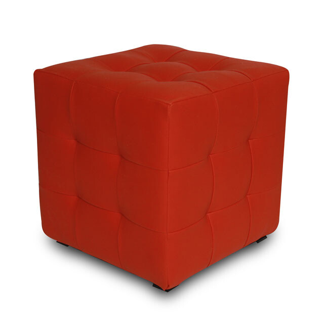Мягкий пуф куб из экокожи красный &quot;Лотос&quot;