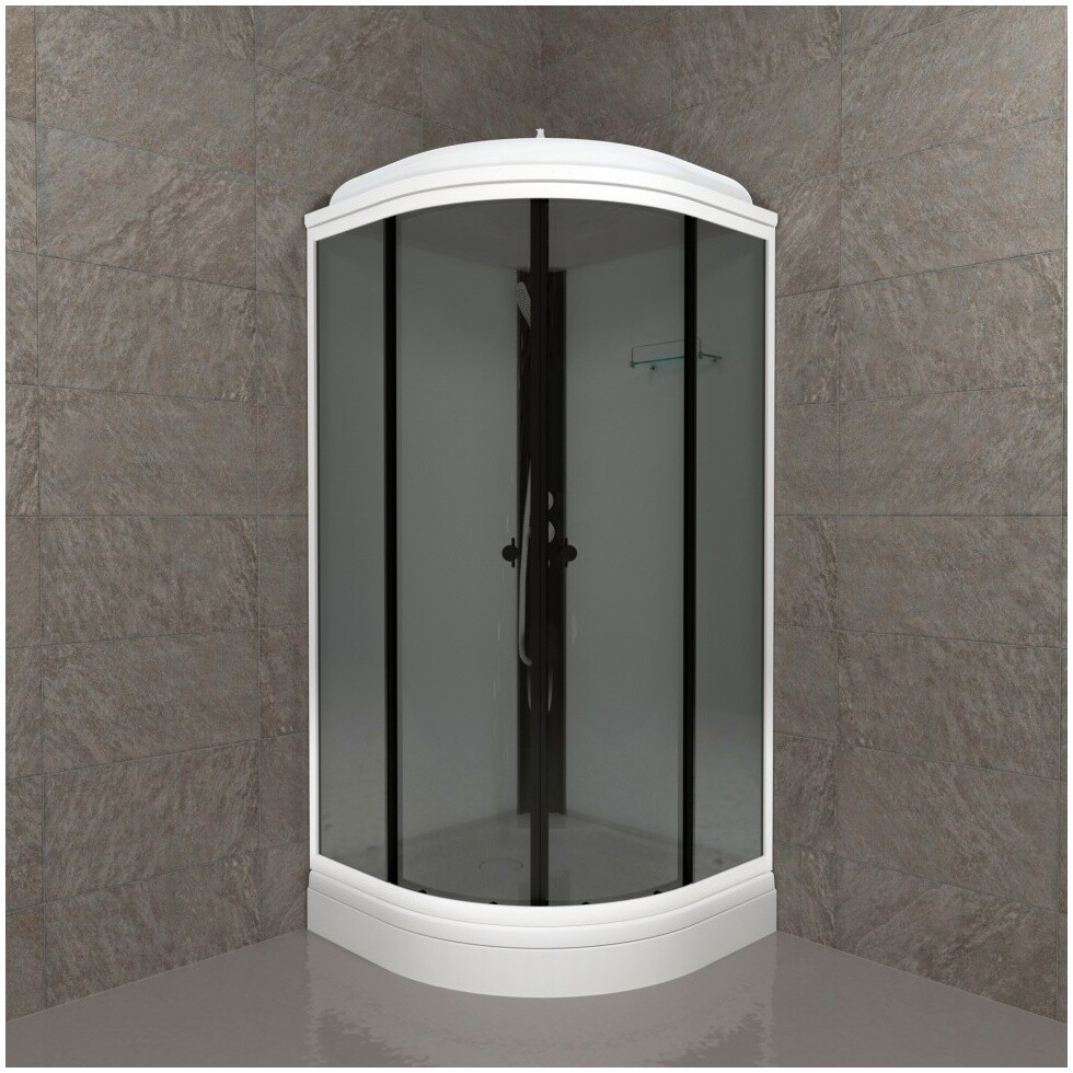 Душевая кабина четверть круга с низким поддоном 90х90 см белая Triton "Грэй-Вайт А" Щ0000067300 - изображение 4