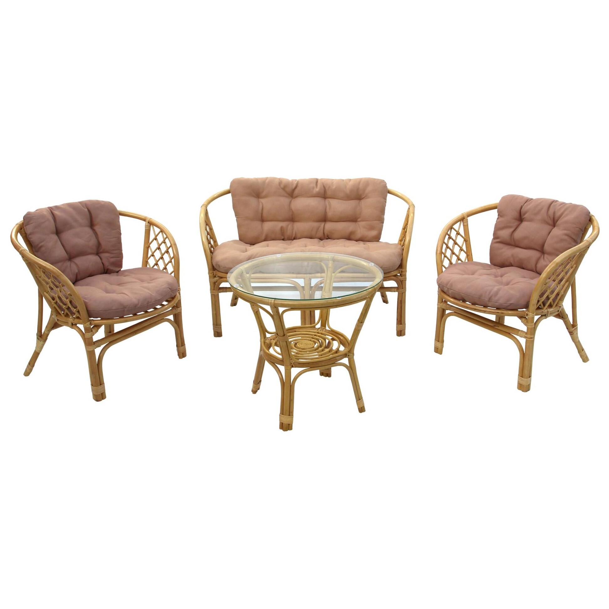 Мебель садовая, диван, кресла и столик на 4 персоны медово-бежевая &quot;Багамы&quot;