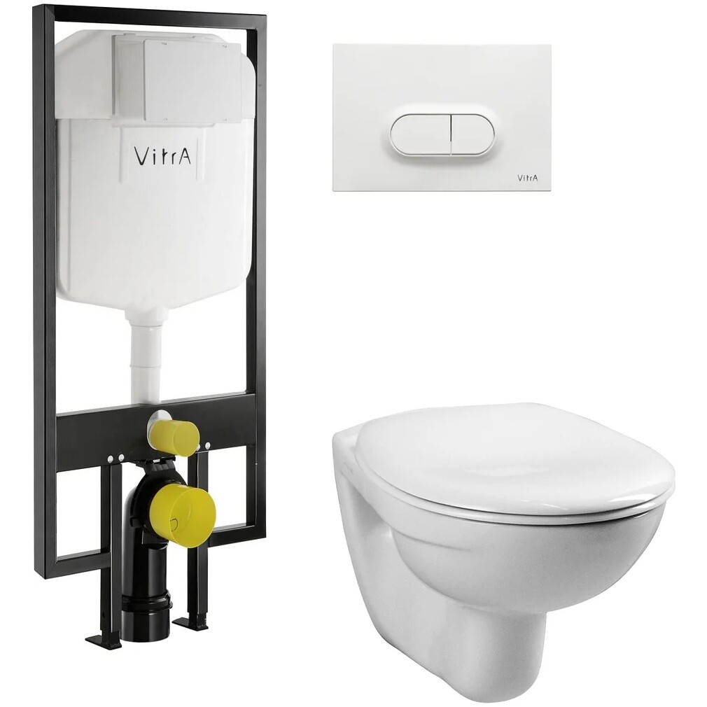 Унитаз подвесной с инсталляцией и кнопкой смыва белая Vitra Normus 9773B003-7201