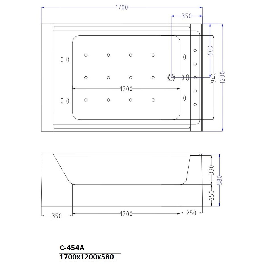 Ванна акриловая 170х120 см гидромассажная белая Ceruttispa C-454A - изображение 9