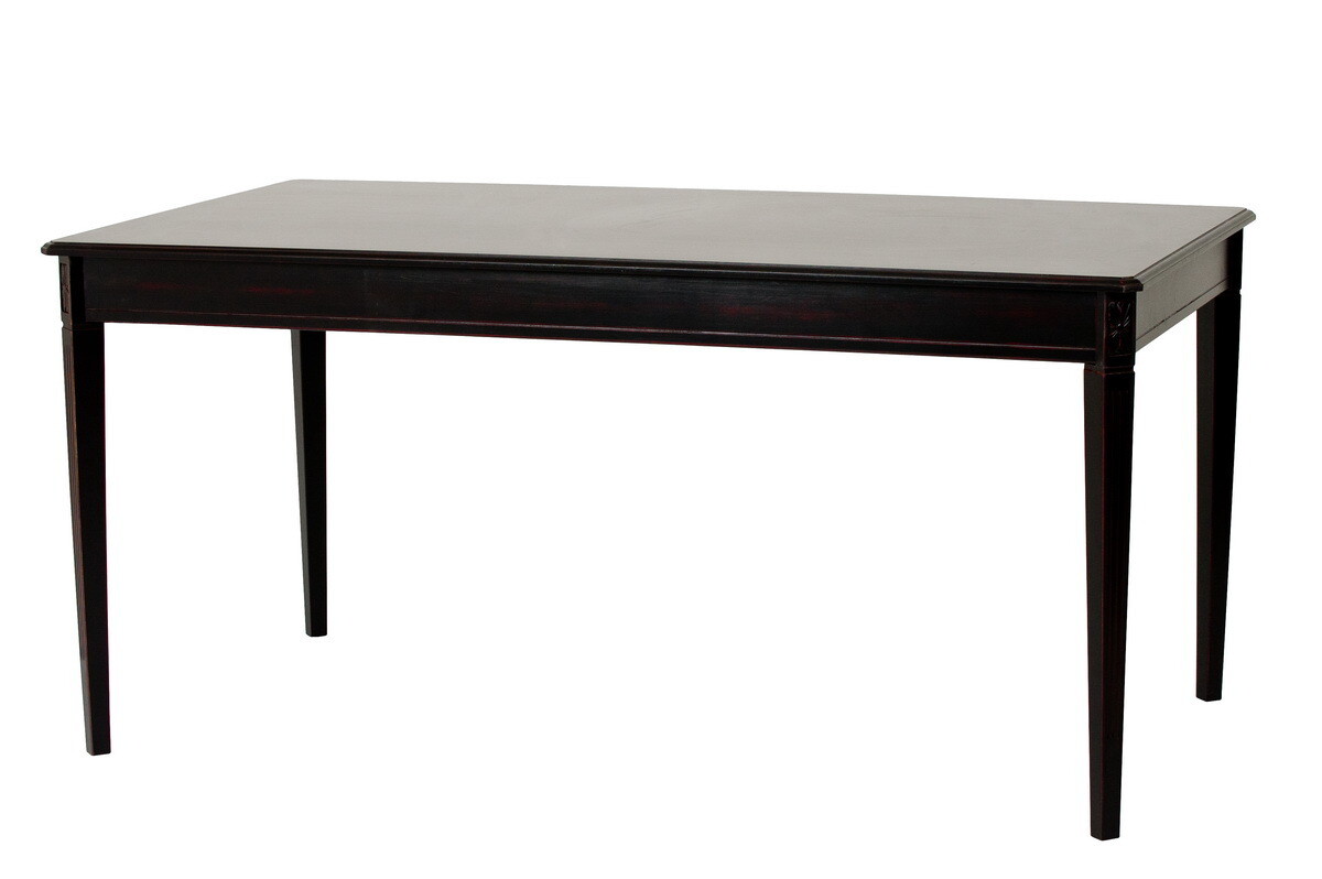 Обеденный стол прямоугольный черный с резьбой 160 см Clary