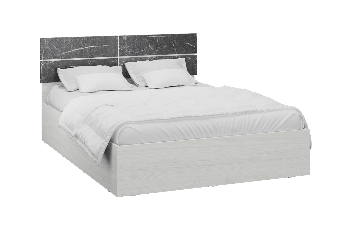 Кровать полутораспальная серая, белая 140х200 см &quot;Теана&quot;
