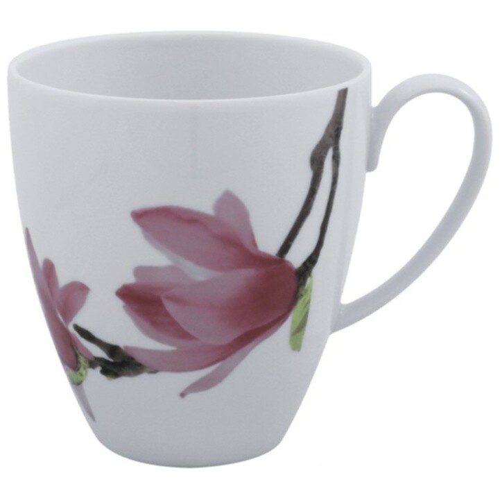 Чашка фарфоровая 400 мл белая, сиреневая Ballet Magnolia