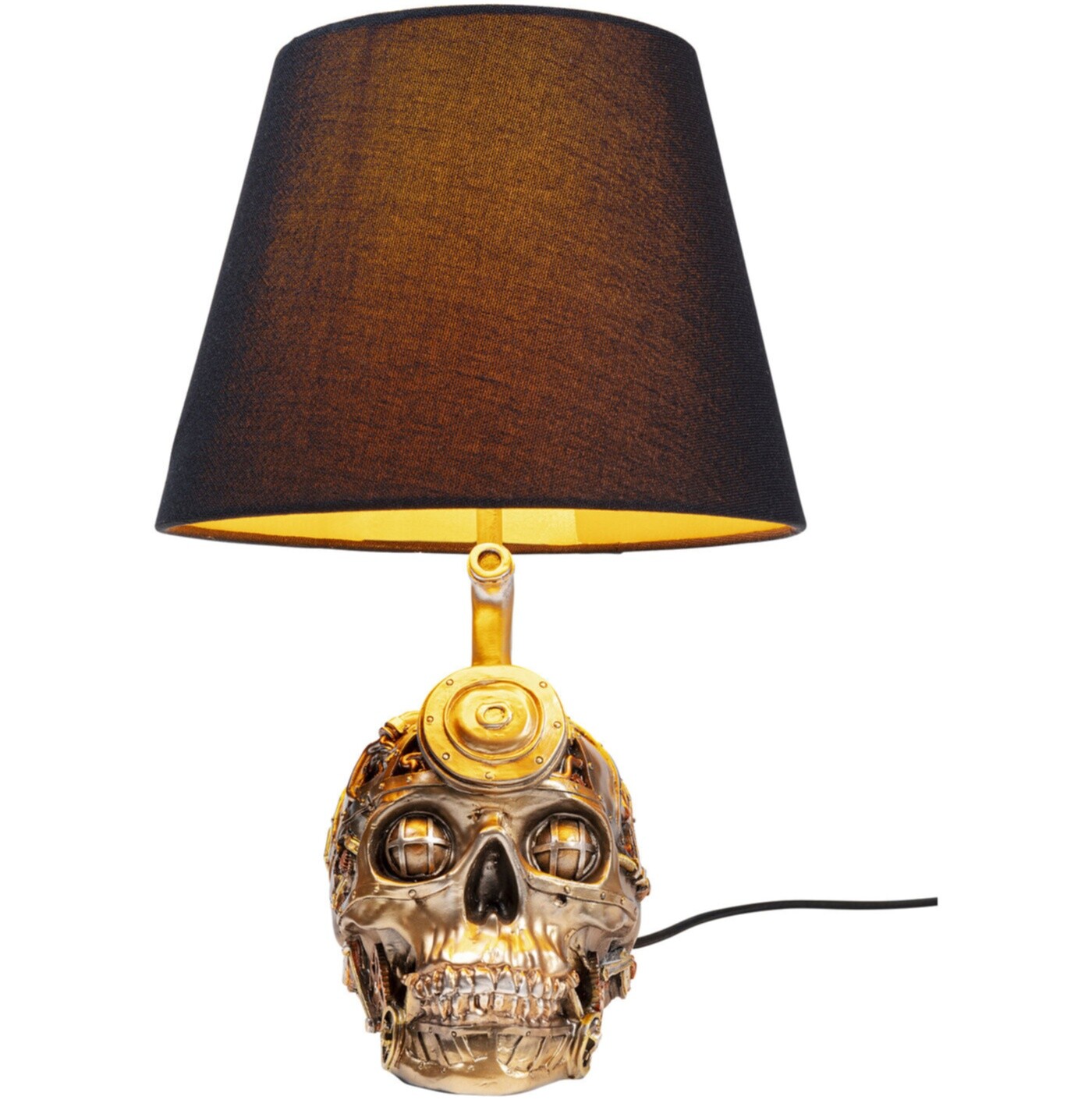Лампа настольная с черным абажуром золото Skull 52698