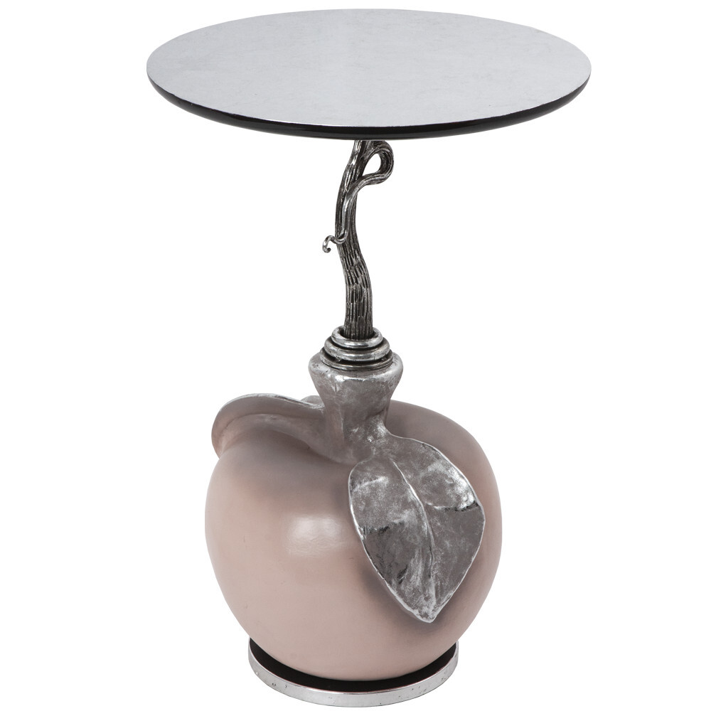 Приставной столик круглый серебряный  &quot;Яблоко Евы Пиони&quot;