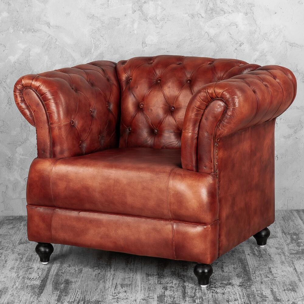 Кресло с мягкими подлокотниками красно-коричневое &quot;Честер-Нью&quot;